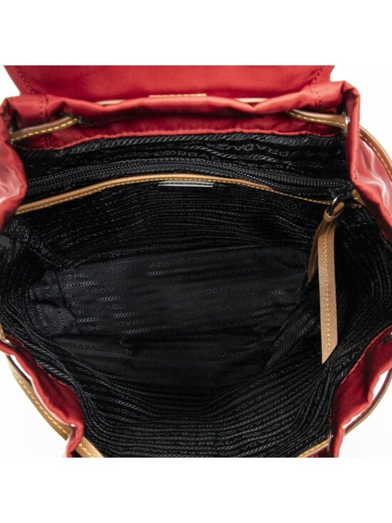 Prada Drawstring Backpack Red Tan Black Nylon Canvas main image 9